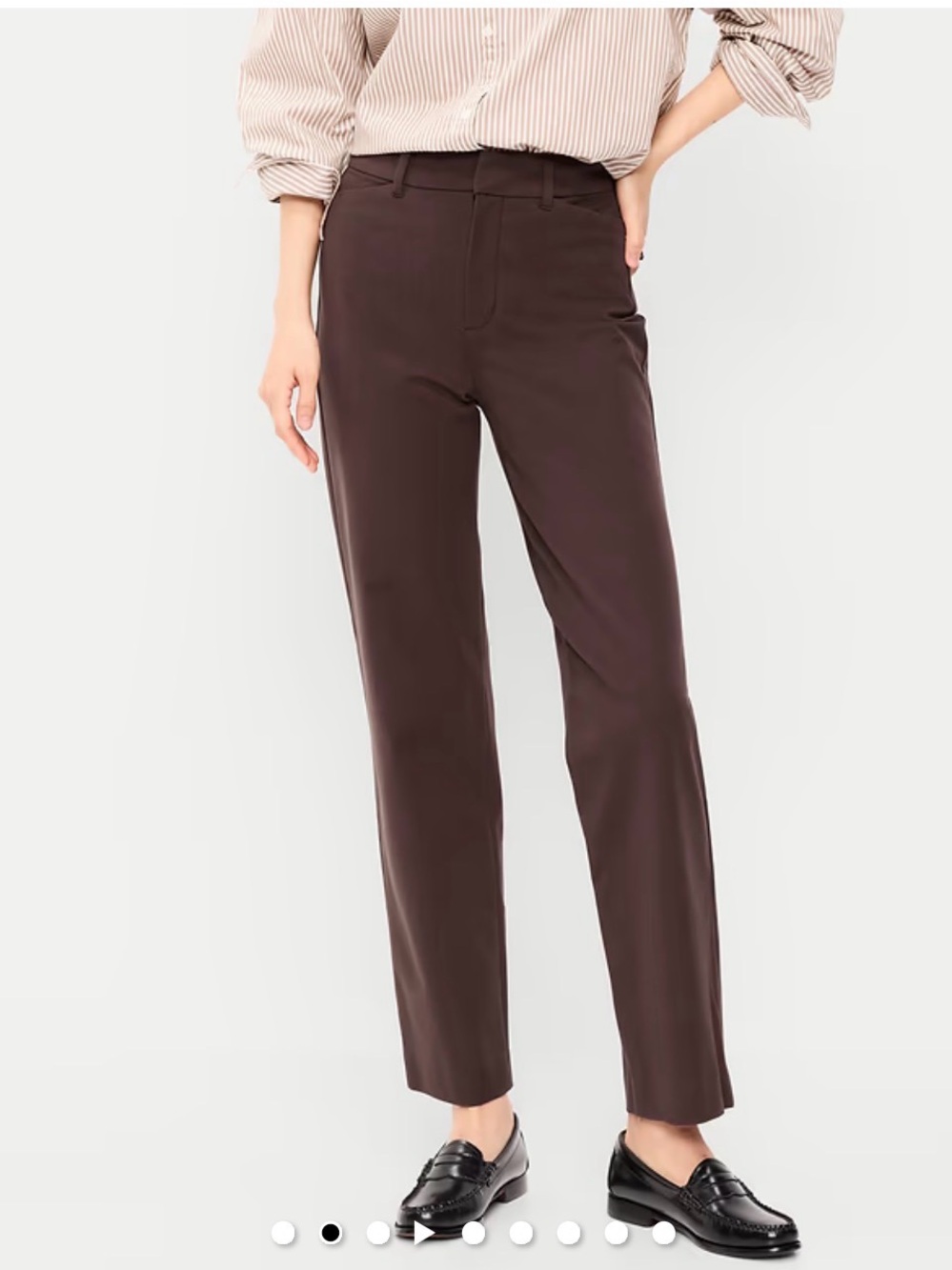 Old Navy Dark Brown High-Rise Pixie Straight Pants - Picture 2 of 7